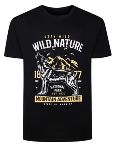 Bigdude Wild Nature Print T-Shirt Black
