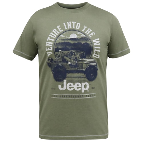 D555 Hibbert Official Jeep Print T-Shirt Khaki