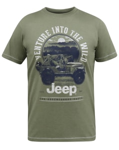 D555 Hibbert Official Jeep Print T-Shirt Khaki