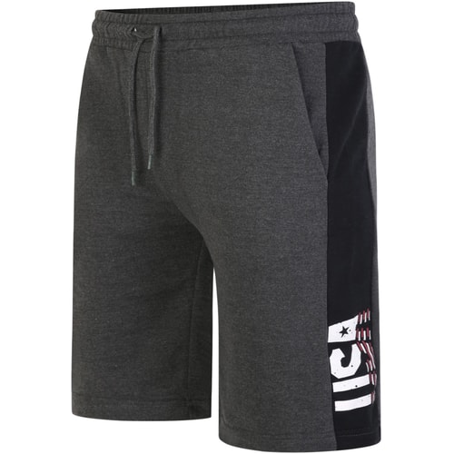Bigdude USA Print Side Panel Jogger Shorts Charcoal