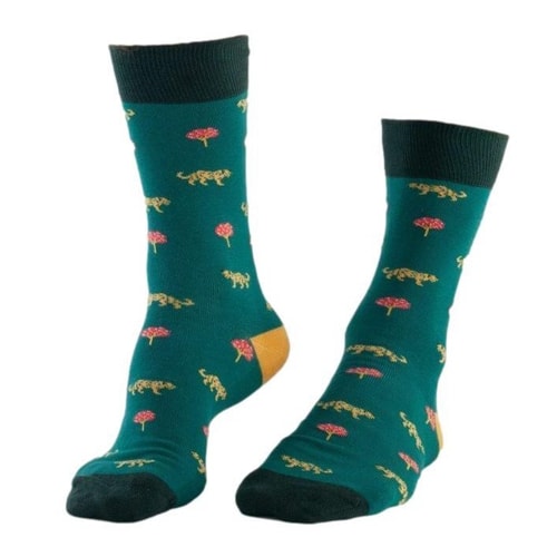 Doris & Dude Cheetah Print Socks Green