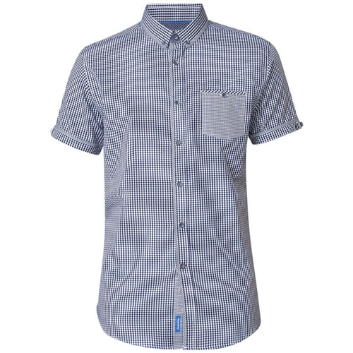 D555 Hank Gingham Check Shirt Navy/White Tall