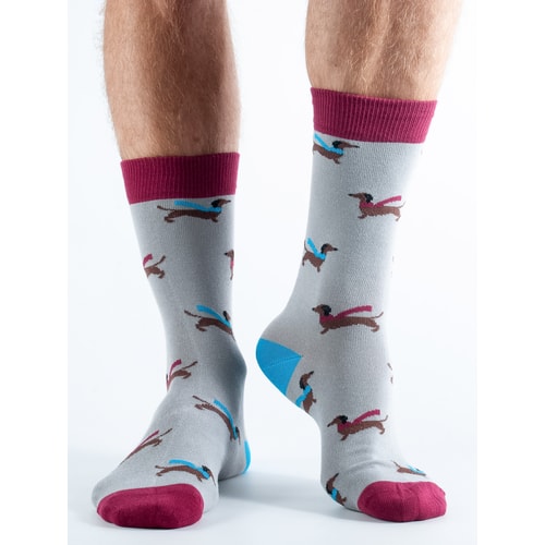 Doris and Dude Dachshund Socks Grey