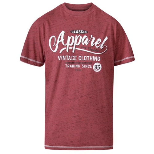 D555 Douglas Classic Apparel Crew Neck Printed T-Shirt Red