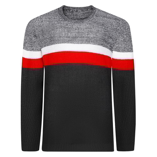 Bigdude Colour Block Knitted Jumper Charcoal