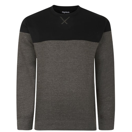 Bigdude Colour Block Jumper Black/Charcoal