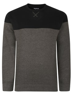 Bigdude Colour Block Jumper Black/Charcoal