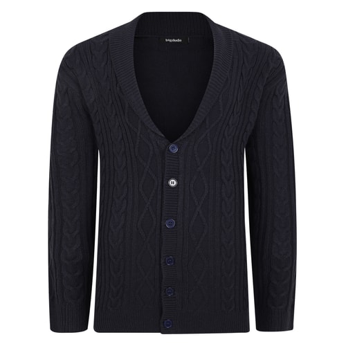 Bigdude Cable Knit Cardigan Tall Navy