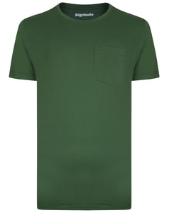 Bigdude Plain Crew Neck T-Shirt With Pocket Deep Green