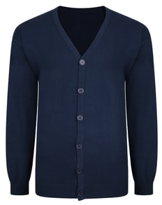Bigdude Plain V-Neck Knitted Cardigan Navy