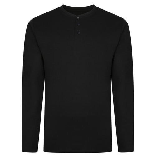 Bigdude Long Sleeve Grandad T-Shirt Black