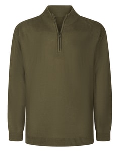 Bigdude Textured Half Zip Jumper Olive
