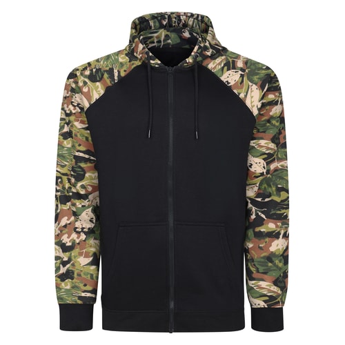 Bigdude Leaf Camo Print Full Zip Hoodie Black