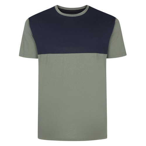 Bigdude Cut & Sew 2 Tone T-Shirt Sage Green/Navy Tall