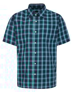 Bigdude Checked Poplin Short Sleeve Shirt Teal/Navy