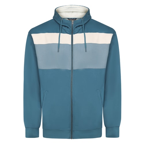 Bigdude Sherpa Lined Colourblock Zip Hoody Petrol