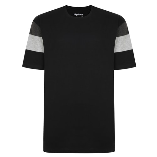 Bigdude Cut & Sew Contrast Sleeve T-Shirt Black Tall