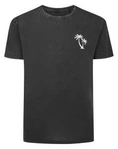 Bigdude Washed Look Chest Print T-Shirt Black