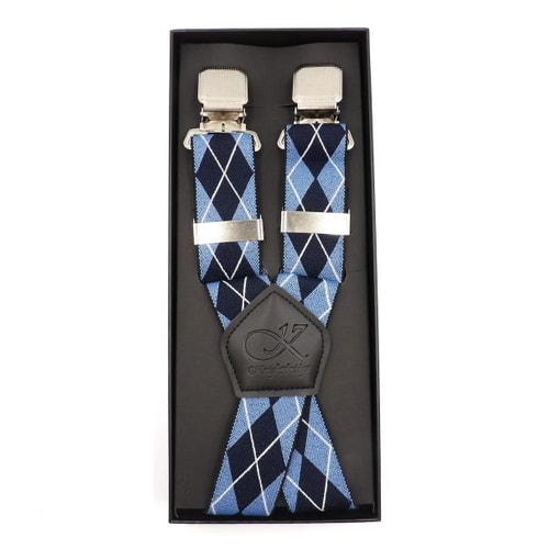 Knightsbridge Extra Long and Strong Wide Clip Braces Navy/Blue