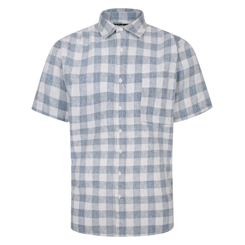 Bigdude Lightweight Short Sleeve Checked Shirt Navy Tall