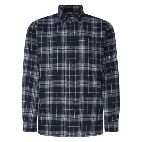 Bigdude Checked Flannel Long Sleeve Shirt Navy/White Tall