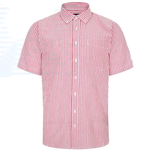 Bigdude Short Sleeve Seersucker Shirt Red/White Tall