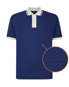 Bigdude Textured Tipped Polo Midnight Blue Tall
