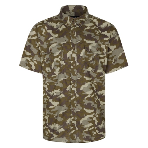 Bigdude Camo Short Sleeve Shirt Khaki