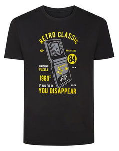 Bigdude Retro Classic Print T-Shirt Black Tall