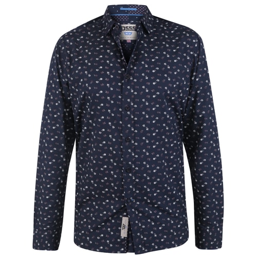 D555 Cornwood Long Sleeve All Over Floral Print Shirt Navy