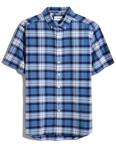 Farah Foster Check Shirt Laundered Blue 