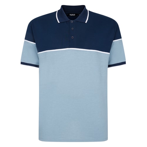Bigdude Colour Block Polo With Piping Navy