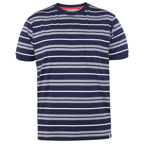 D555 Piccadilly Yarn Dyed Jacquard Stripe T-Shirt Navy