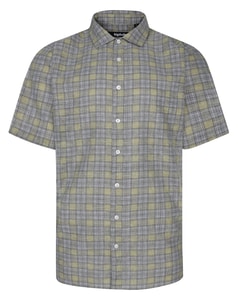 Bigdude Cut Away Collar Check Short Sleeve Shirt Green