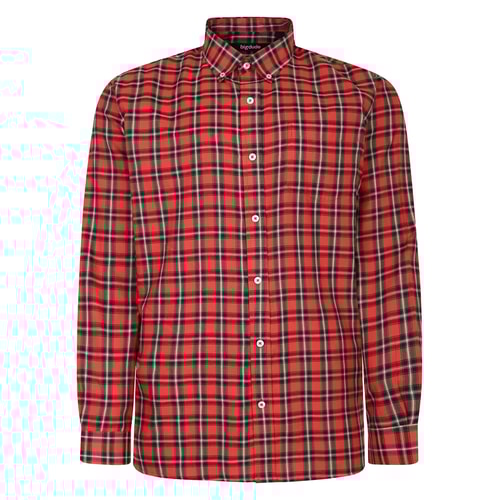 Bigdude Button Down Long Sleeve Check Shirt Bright Red