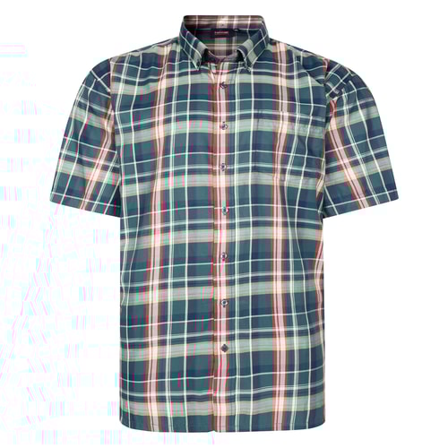 Espionage Short Sleeve Check Shirt Green