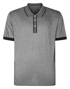 Bigdude Contrast Stripe Tipped Polo Shirt Black/Light Grey