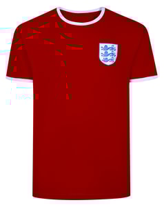 Bigdude England Football Print Contrast Tipped T-Shirt Pepper Red