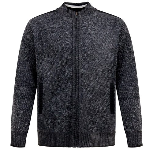 D555 Dereham 2 Zip Through Knitted Sweater Charcoal Marl