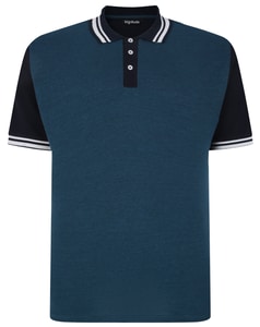 Bigdude Dobby Two Tone Polo Shirt Navy/Petrol