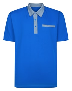Bigdude Contrast Jersey Polo Shirt Royal Blue