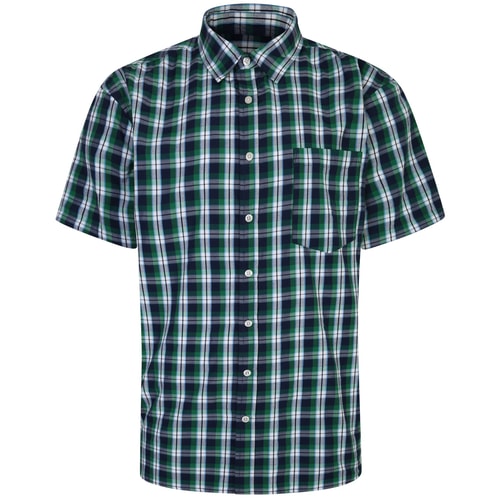 Bigdude Short Sleeve Checked Summer Shirt Green/Navy Tall