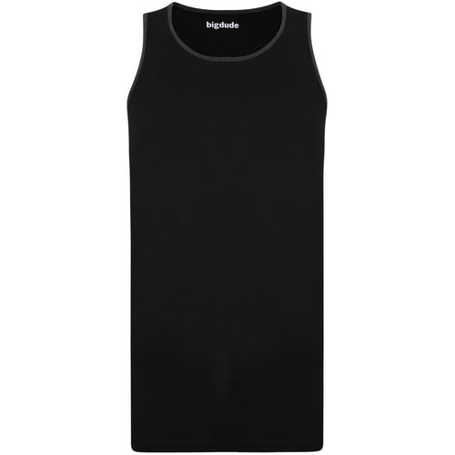 Bigdude Vest With Contrast Binding Black Tall