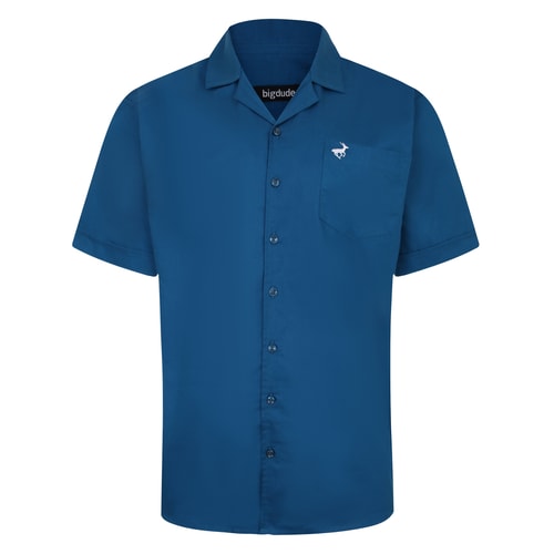 Bigdude Relaxed Collar Short Sleeve Shirt Teal
