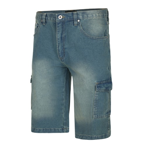 Bigdude 3/4 Length Denim Cargo Shorts Light Wash