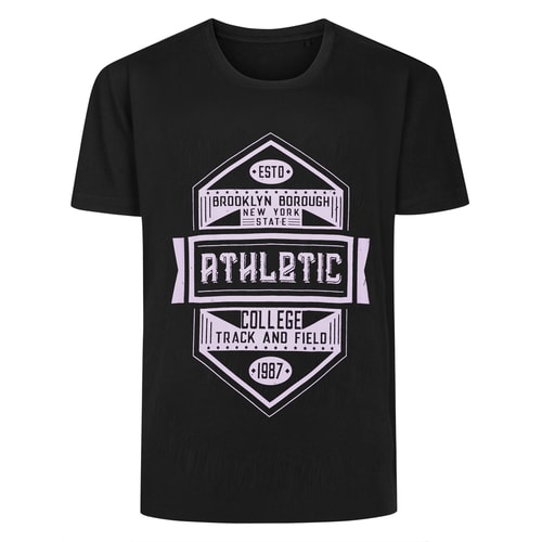 Bigdude Athletic Print T-Shirt Black