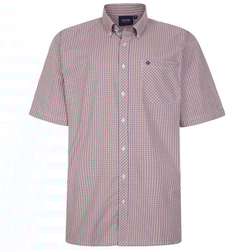 Espionage Short Sleeve Check Shirt Navy/Orange