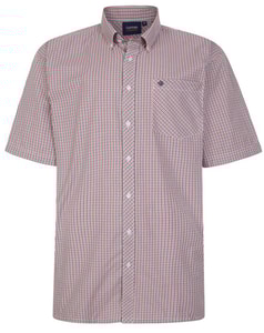 Espionage Short Sleeve Check Shirt Navy/Orange