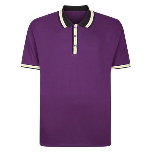 Bigdude Contrast Stripe Tipped Polo Shirt Plum Purple