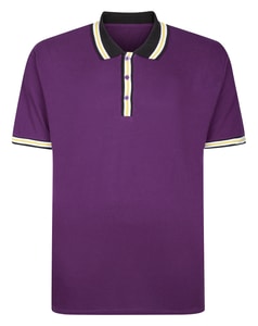 Bigdude Contrast Stripe Tipped Polo Shirt Plum Purple